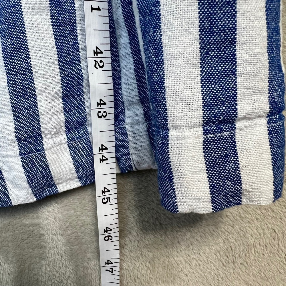 Old Navy Womens M Linen Blend Dress Pockets Blue White Stripe Nautical Bohochic - Picture 7 of 9